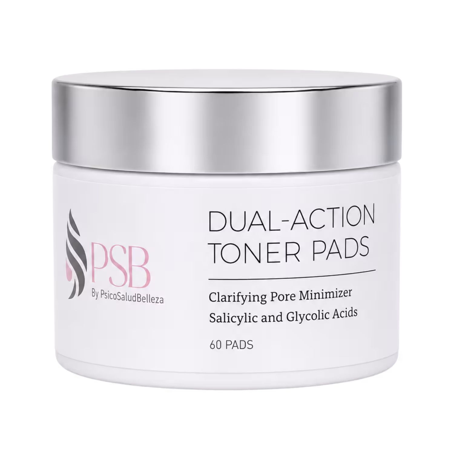Dual-Action Toner Pads PSB Skincare con ácido glicólico y salicílico para minimizar poros e iluminar, 60 unidades