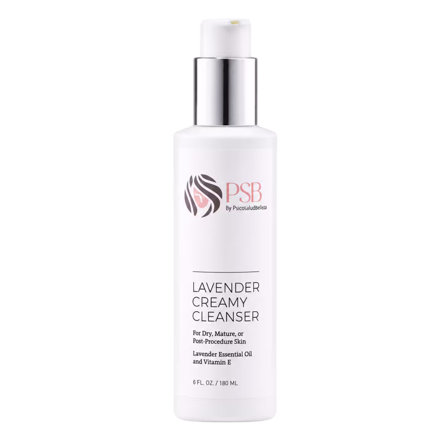 Lavender Creamy Cleanser PSB Skincare con aceite esencial de lavanda, aloe vera y vitamina E, 6 FL. OZ. / 180 mL