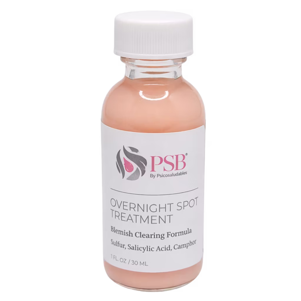 Frasco de tratamiento focalizado nocturno PSB Skincare con azufre y ácido salicílico, 30 mL