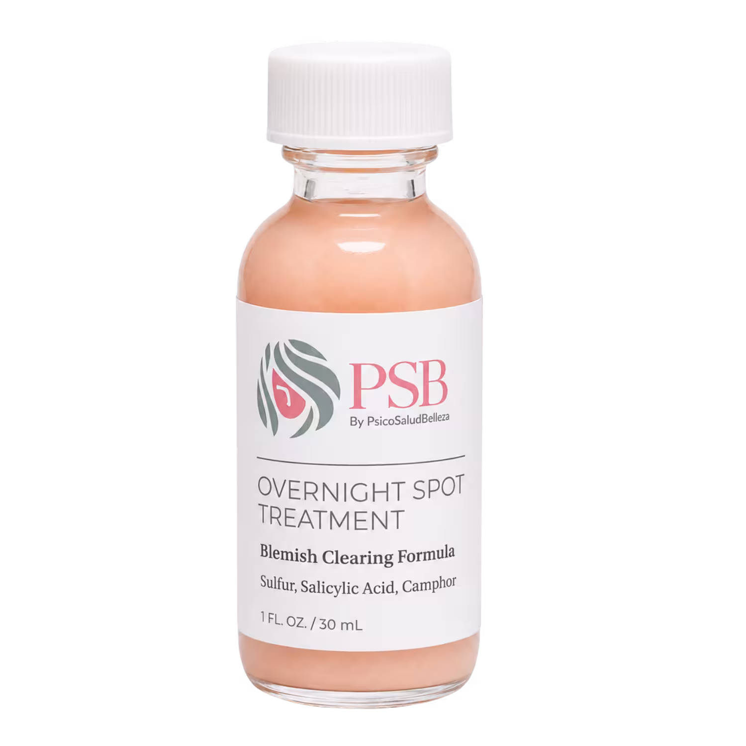 Frasco de tratamiento focalizado nocturno PSB Skincare con azufre y ácido salicílico, 30 mL