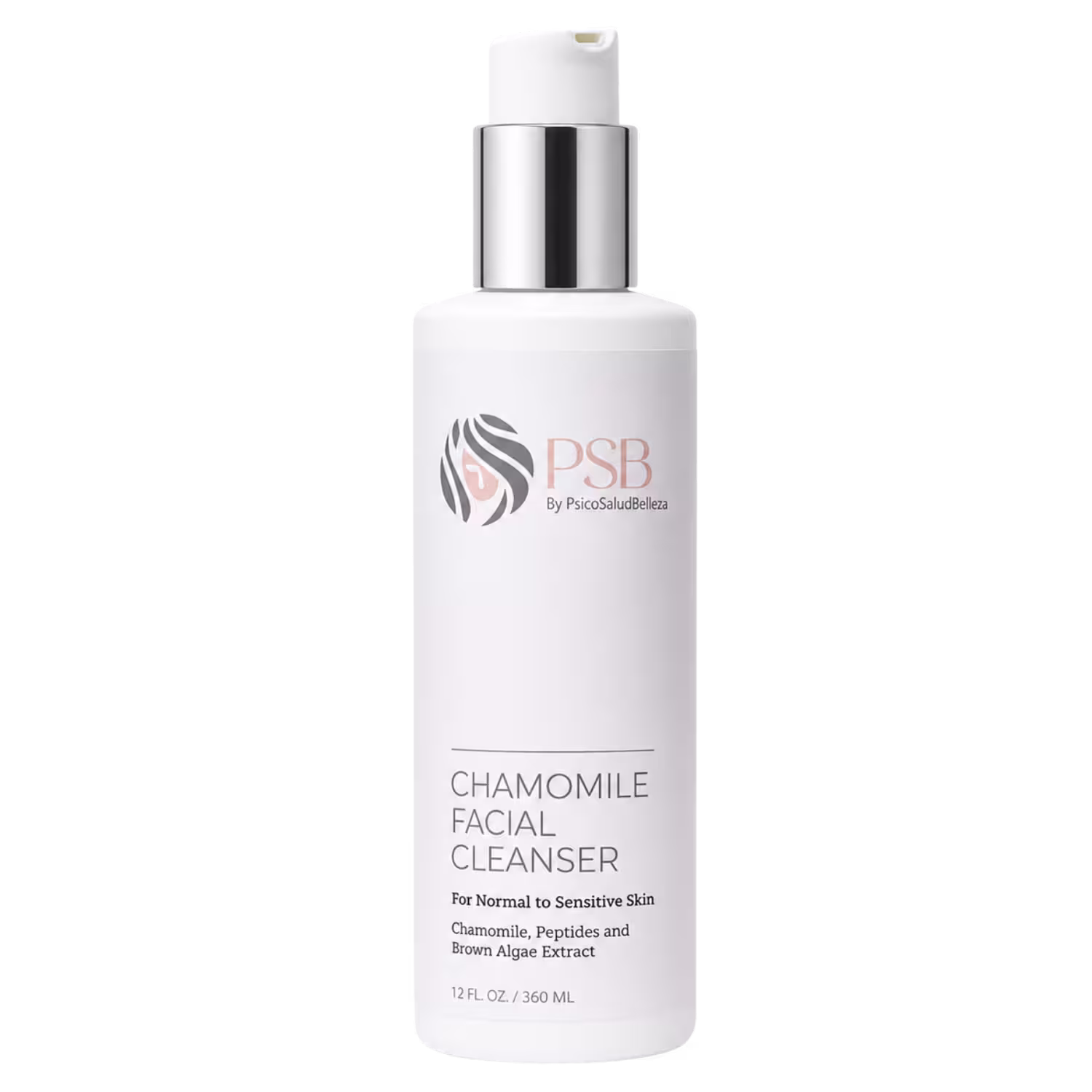 Chamomile Facial Cleanser tamaño profesional back bar PSB Skincare con aceites de manzanilla y jengibre y péptidos de algas, 12 FL. OZ. / 360 mL